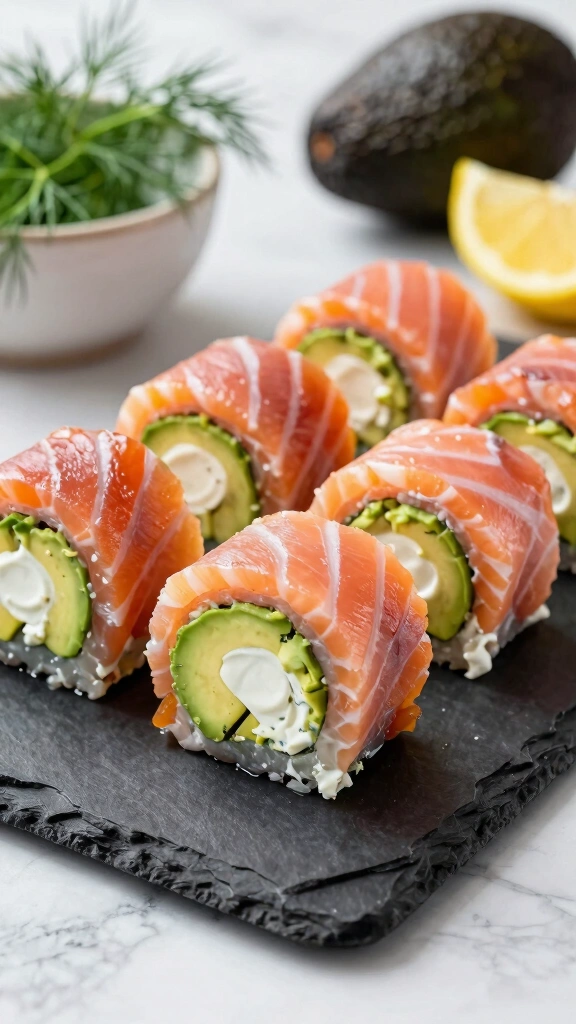 Smoked Salmon & Avocado Protein Roll-Ups