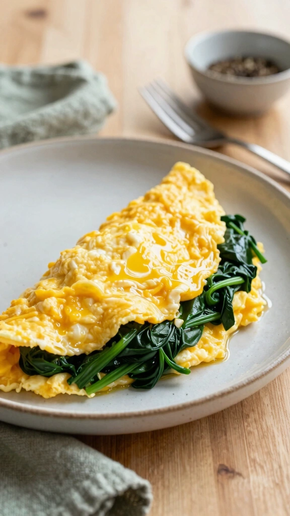 Scrambled Eggs with Sautéed Spinach