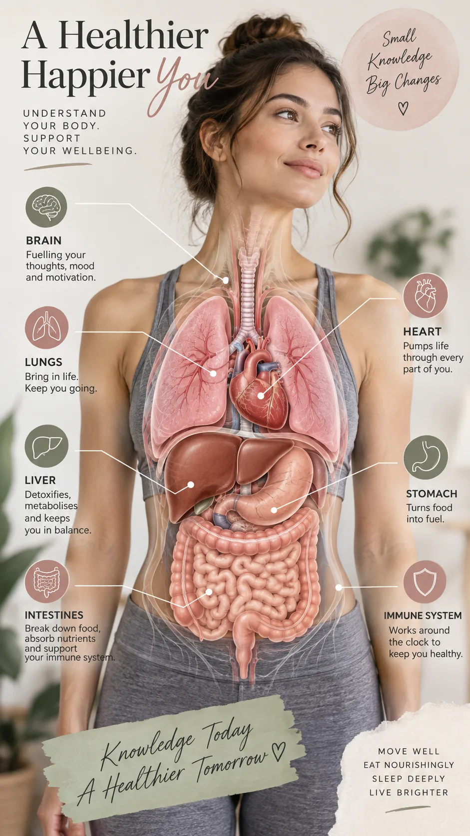 An anatomical illustration overlay on a woman