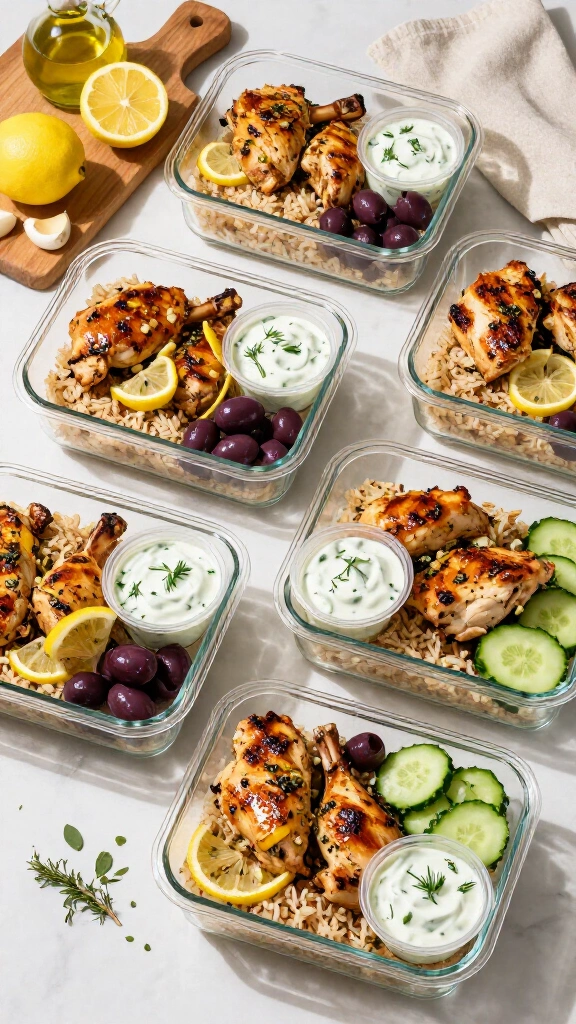 Greek Lemon Herb Chicken Souvlaki Bowls