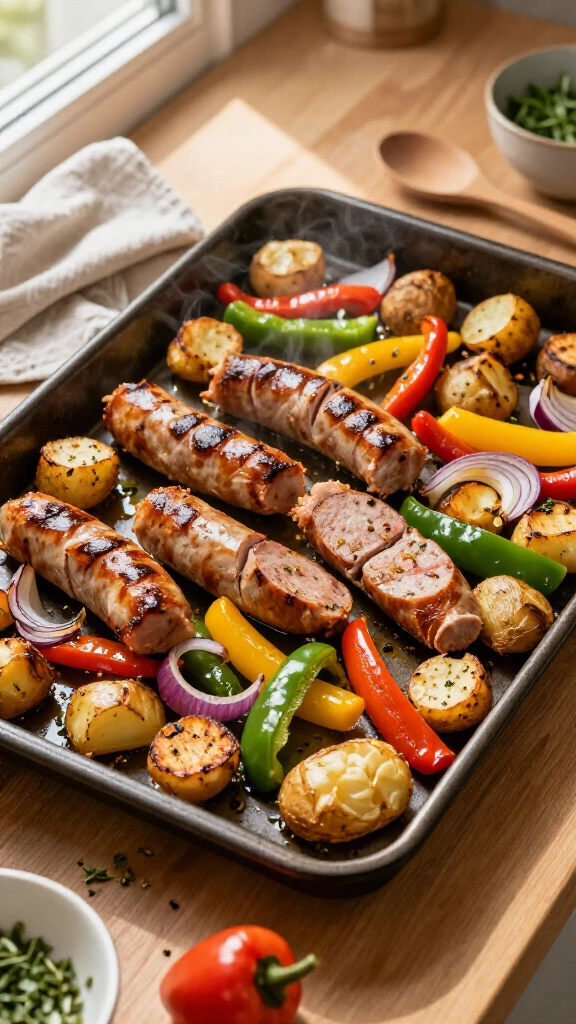 Sheet Pan Turkey Sausage, Peppers, and Gnocchi