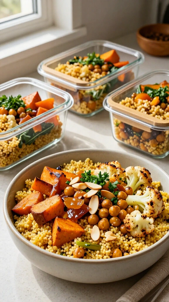 Moroccan Spiced Chickpea and Roasted Vegetable Couscous