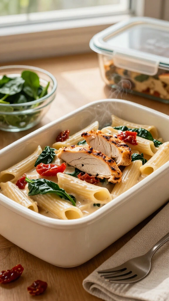 Creamy Sun-Dried Tomato and Spinach Chicken Pasta